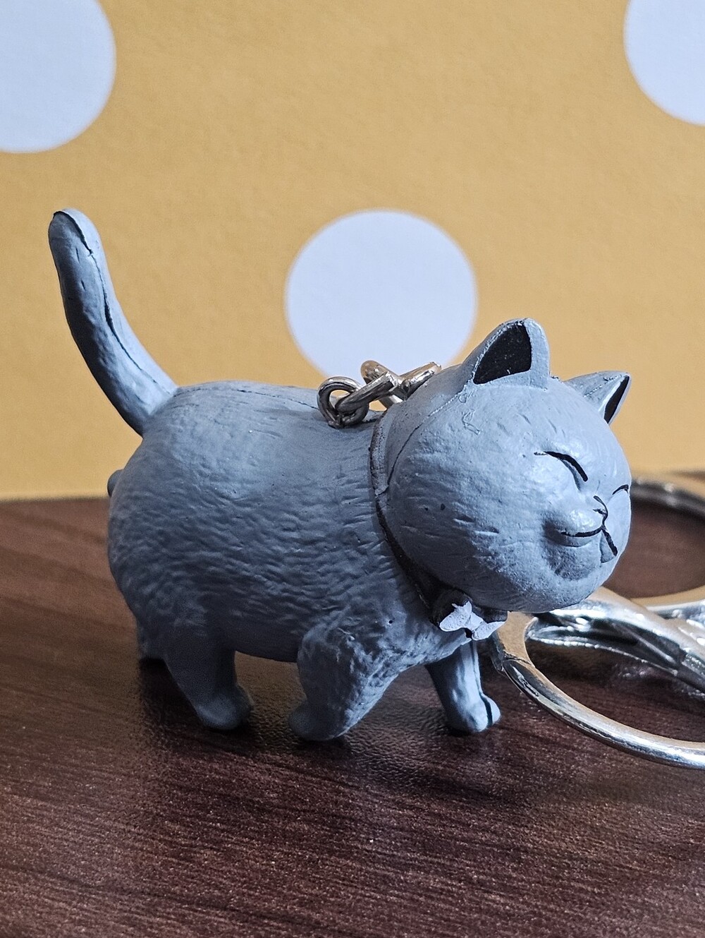 BOY Cat 🐈‍⬛ Keychain So Cute L👀K New Gray Purse Charm Grey